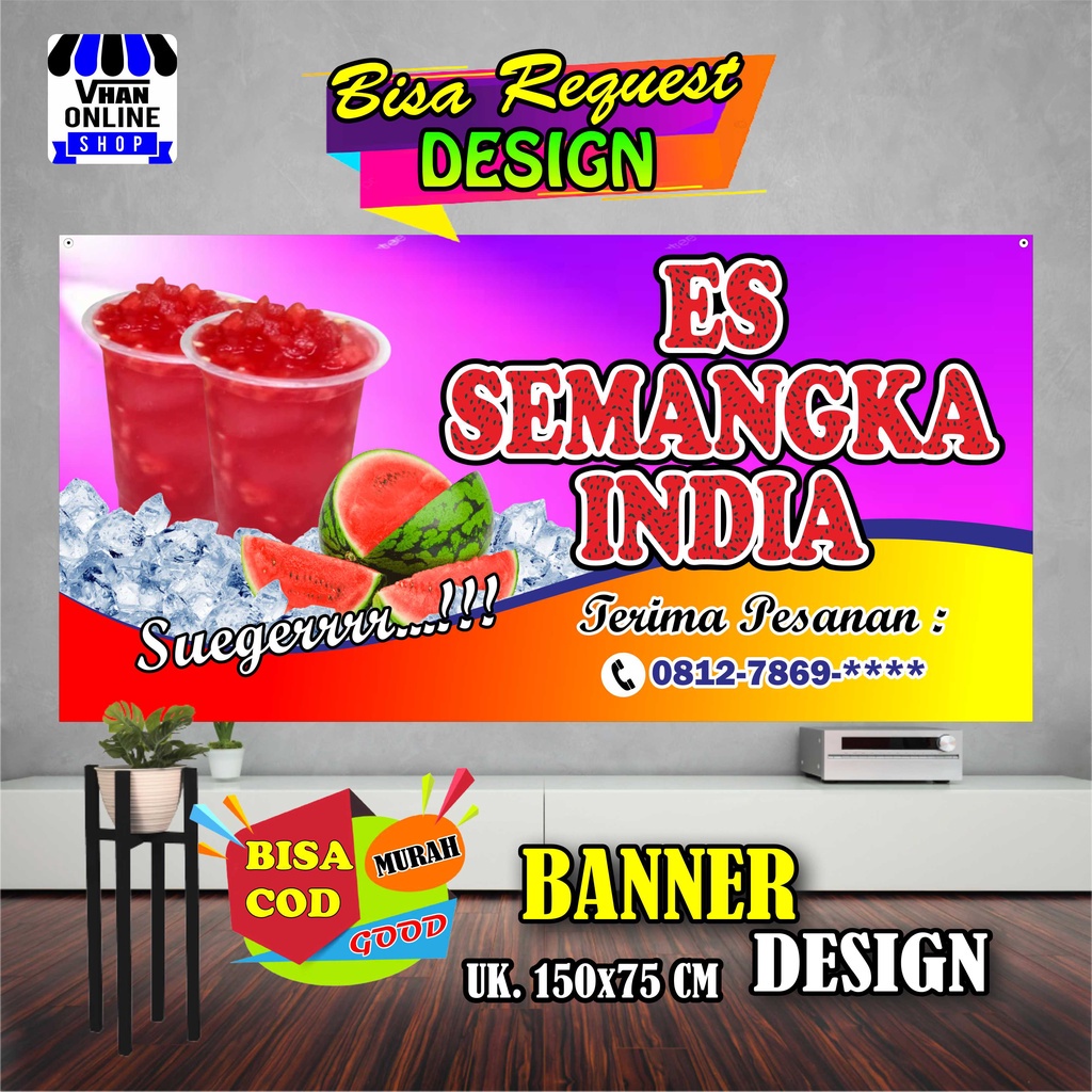 Jual Spanduk Banner Jualan Es Semangka India Viral Keren Bagus Murah