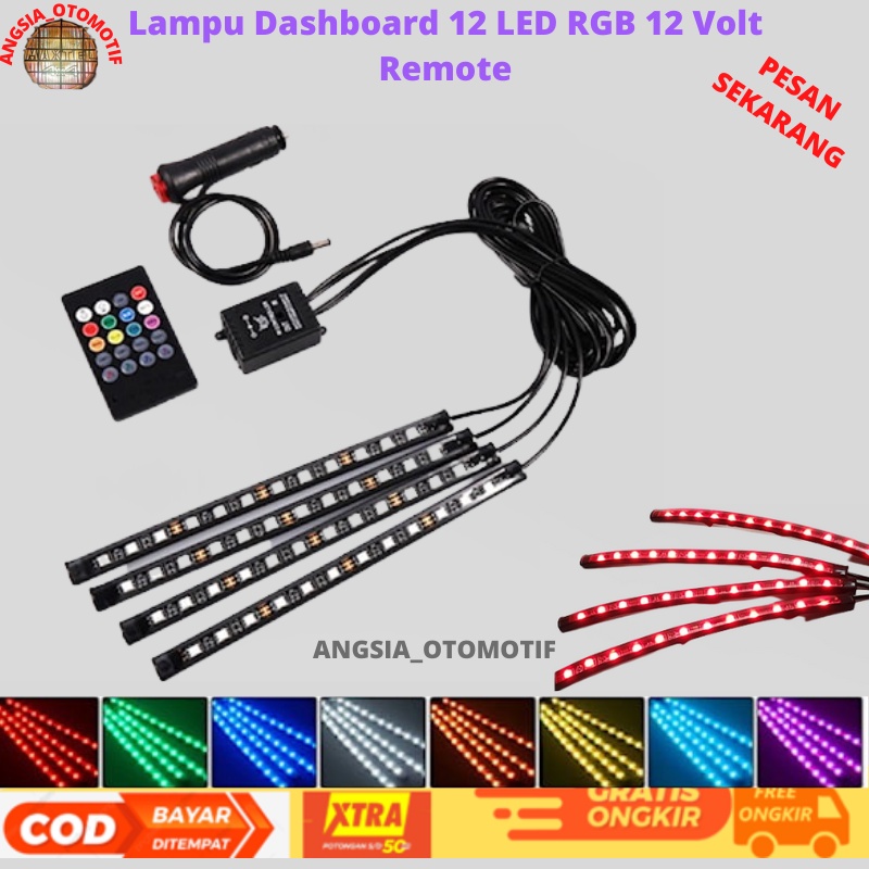 Jual Lampu Dashboard LED Kolong Mobil Dashboard Mobil RGB 12 Warna