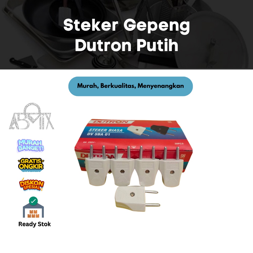 Jual Steker Gepeng Colokan Listrik Phase Fase Putih Dutron Sba