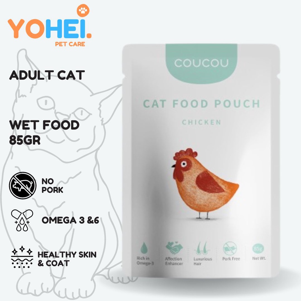 Jual COUCOU Chicken Cat Wet Food Pouch All Life Stages 85gr Shopee