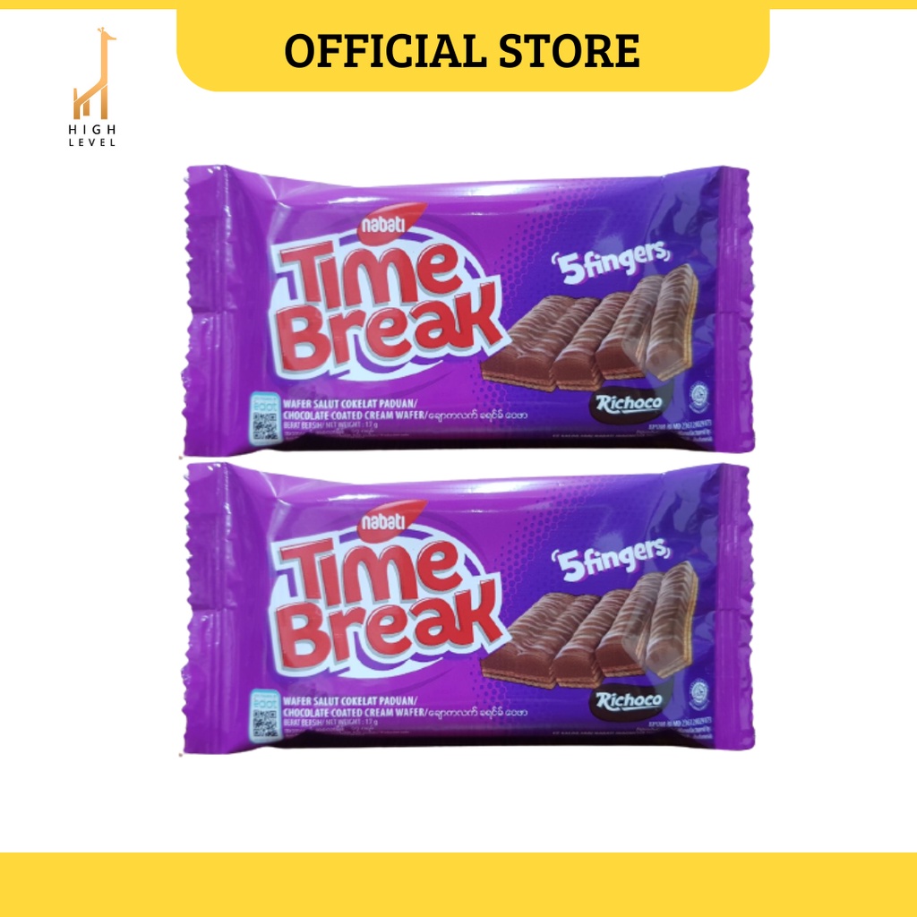 Jual Wafer Salut Coklat Time Break 5 Fingers 17 Gr 1 Renceng Isi 10 Pcs