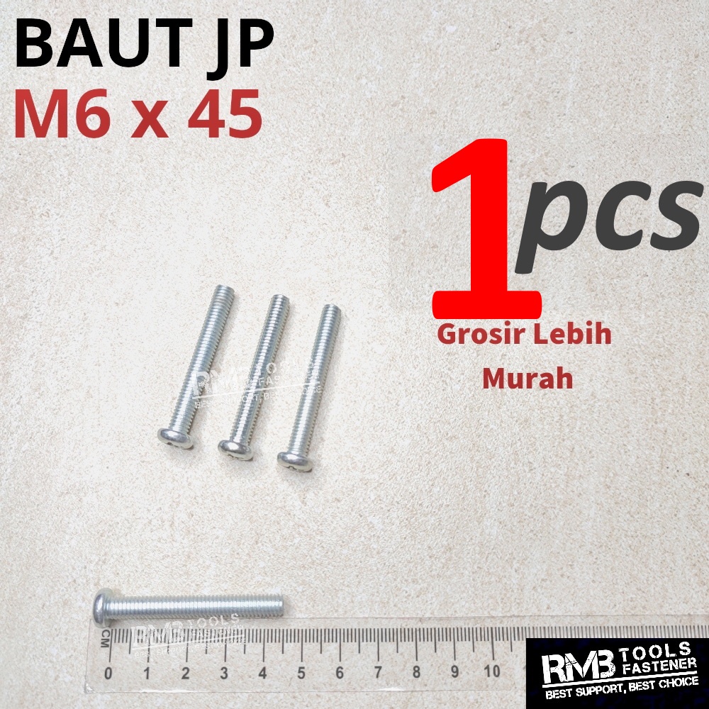 Jual Baut JP M6x45 Baut Pentol Pan Machine Screw Obeng Plus GALVANIS