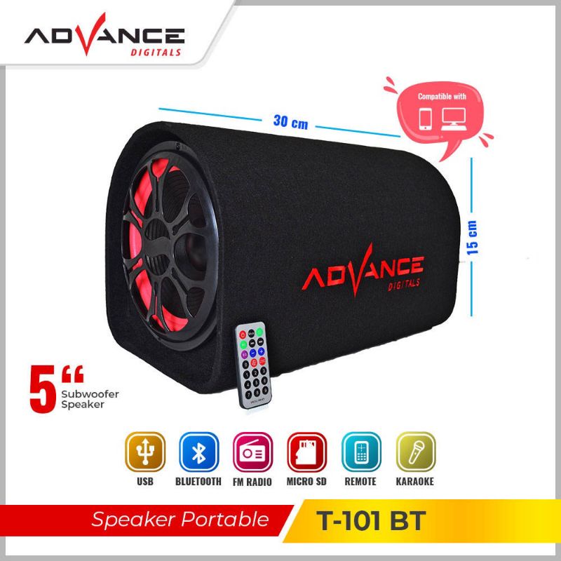 Jual SPEAKER BLUETOOTH AKTIF ADVANCE T101 BT PORTABLE SUBWOOFER KARAOKE