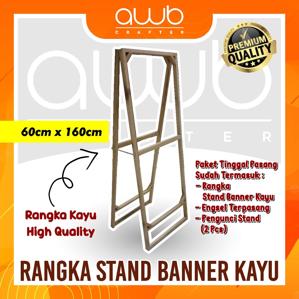 Jual Rangka Stand Banner Kayu Lipat 2 Sisi Ukuran 60cm X 160cm