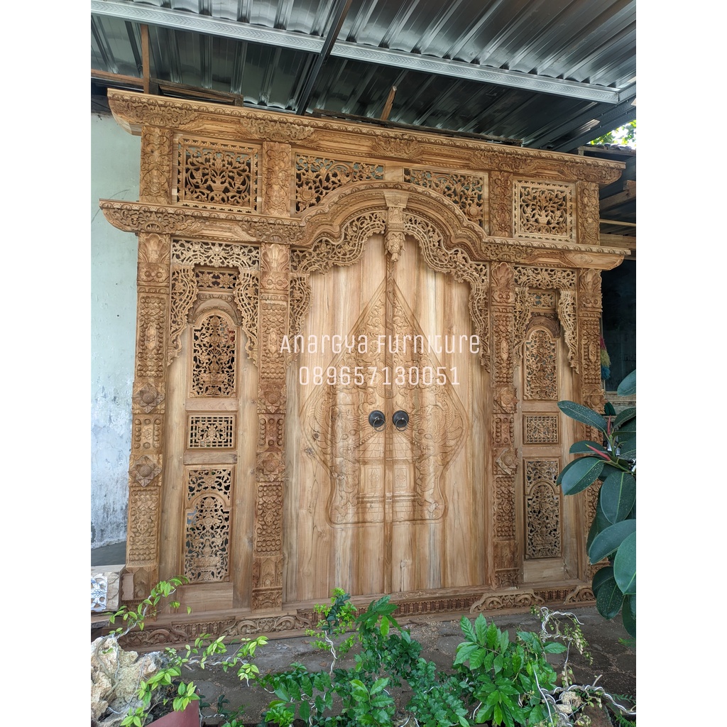 Jual Pintu Gebyok Ukir Kayu Jati Jepara Model Wayang Kelir Shopee