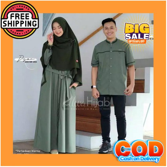 Jual Baju Couple Kapel Maxi Dress Kemeja Pasangan Pesta Lebaran Idul