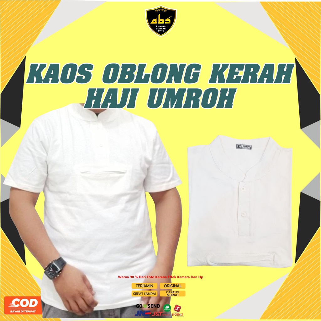 Jual Kaos Oblong Putih Pendek Kerah Haji Umroh Abu Sulthan Dalaman Haji