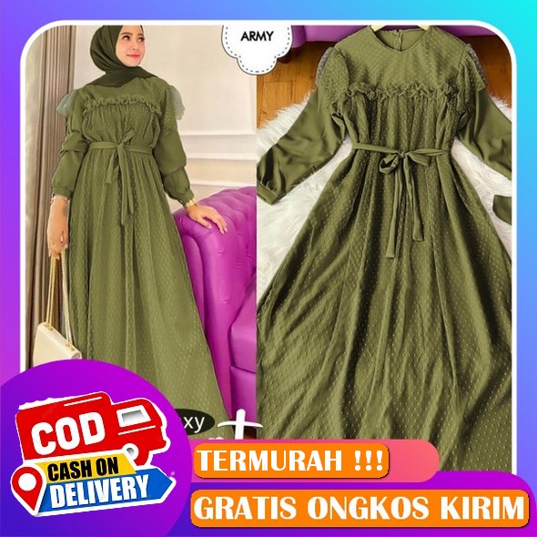 Jual Rizkia Dress Gamis Bisa Gaya Korean Style Brokat Jumbo