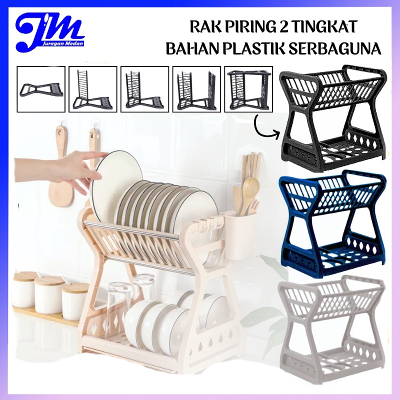 Jual Rak Piring Plastik 2 Susun Wadah Tempat Pengering Cucian Mangkok