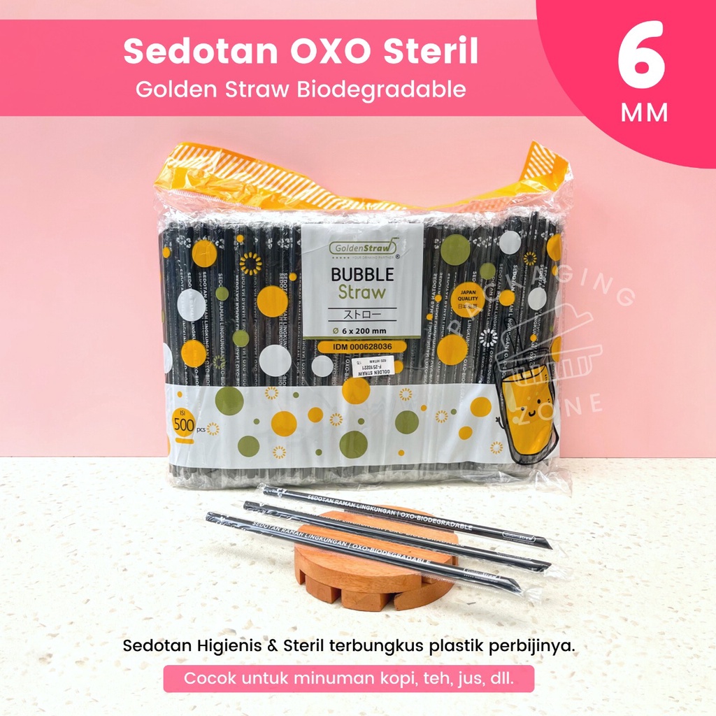 Jual Sedotan Hitam Steril 6mm X 20cm GOLDEN STRAW Sedotan Plastik