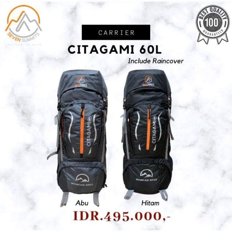 Jual Carrier Tas Gunung Seven Summits Citagami 60L Up Raincover