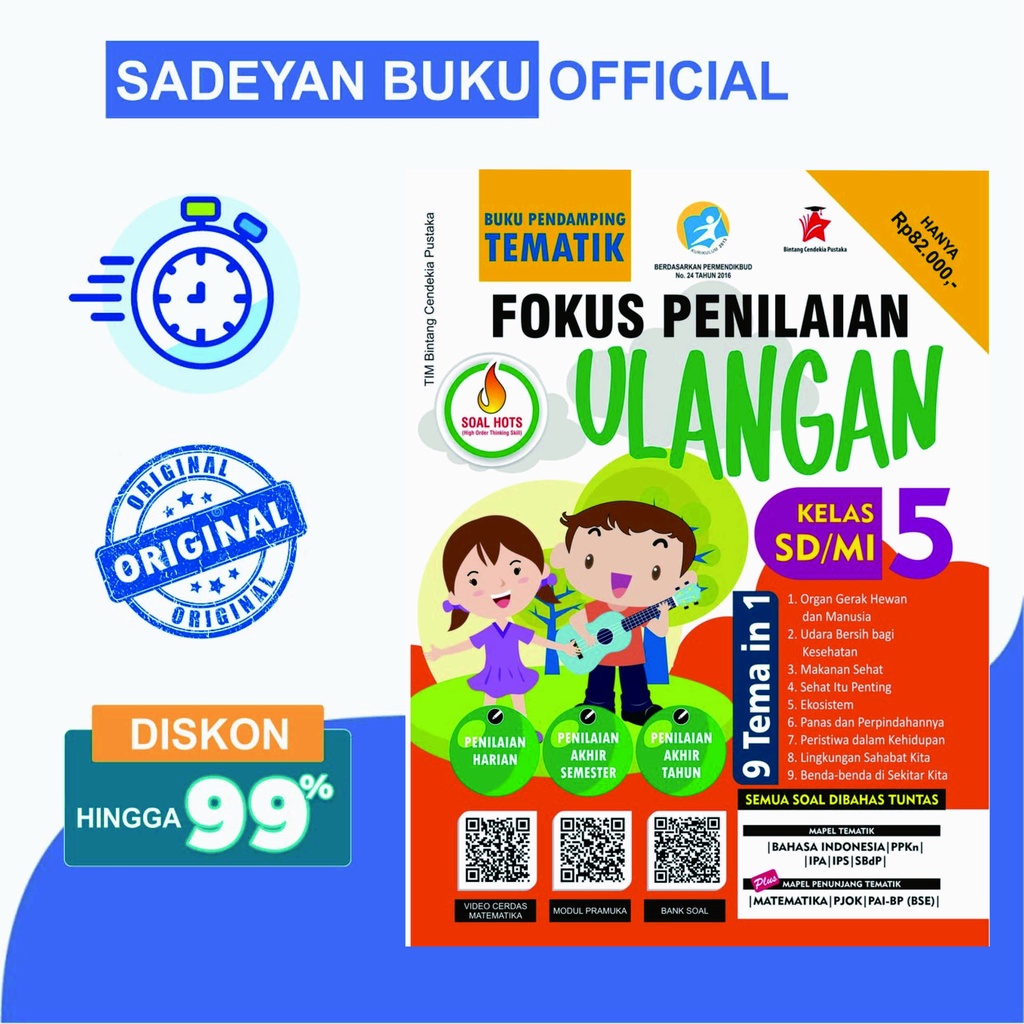 Jual Buku Fokus Penilaian Ulangan Harian SD MI KELAS 5 Edu Penguin