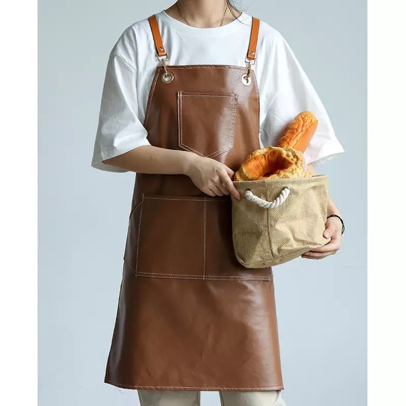 Jual Apron Kulit Celemek Masak Kulit Apron Barista Chef Waiters