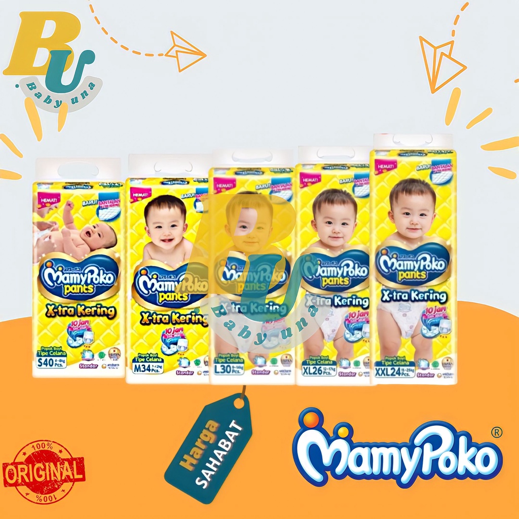 Jual MAMYPOKO PANTS XTRA KERING S40 M34 L30 XL26 XXL24 TIPE CELANA