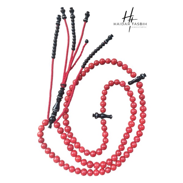 Jual Tasbih 99 Butir Red Coral Marjan Model Tijani Size 10mm