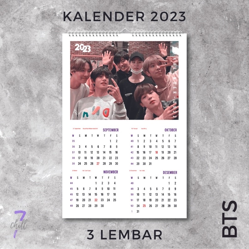 Jual KALENDER DINDING 2023 KPOP BTS ARMY JIN RM SUGA JHOPE JIMIN V