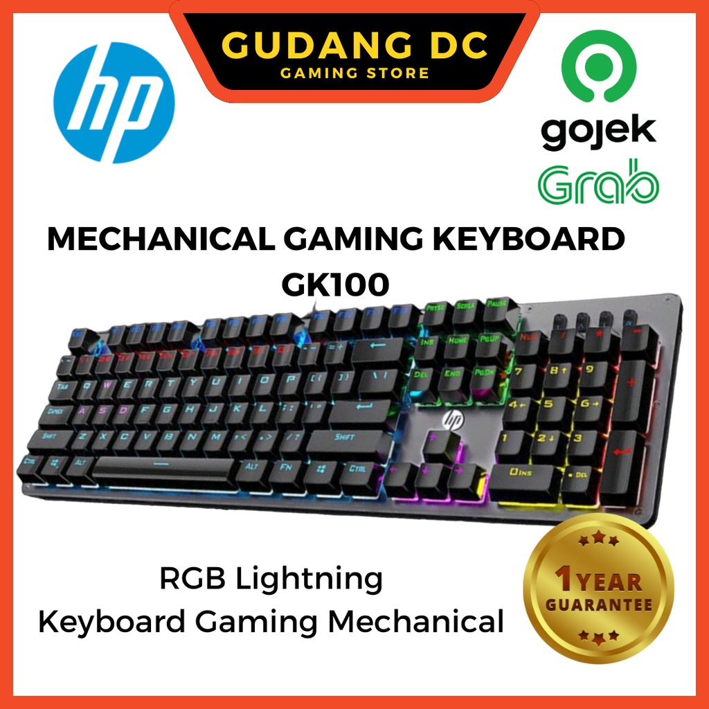 Jual Keyboard Gaming RGB Blue Switch Mechanical Keyboard HP GK100