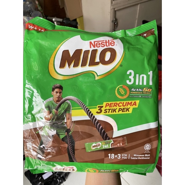 Jual SUSU BUBUK COKLAT MILO 3IN1 MALAYSIA NESTLE MILO STIK MALAYSIA