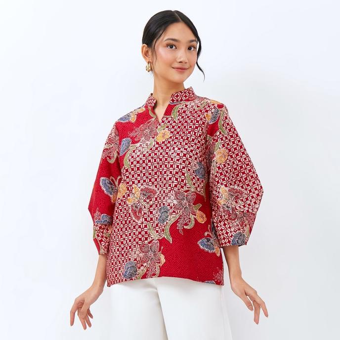 Jual NONA RARA Lesi CNY Encim T1927 Baju Kerja Blouse Batik Wanita