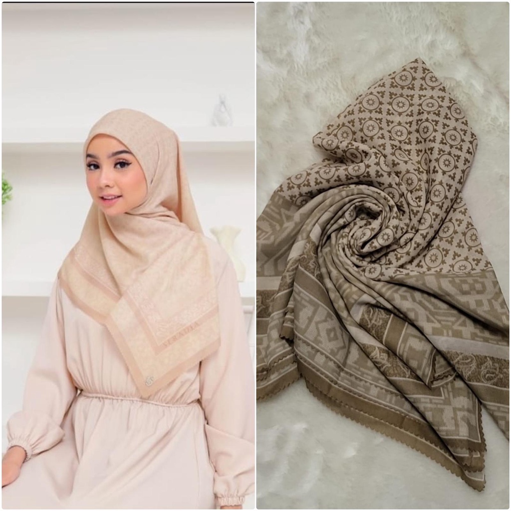 Jual NEW Hijab Segi Empat Voal Motif Premium Laser Cut Jilbab Segi