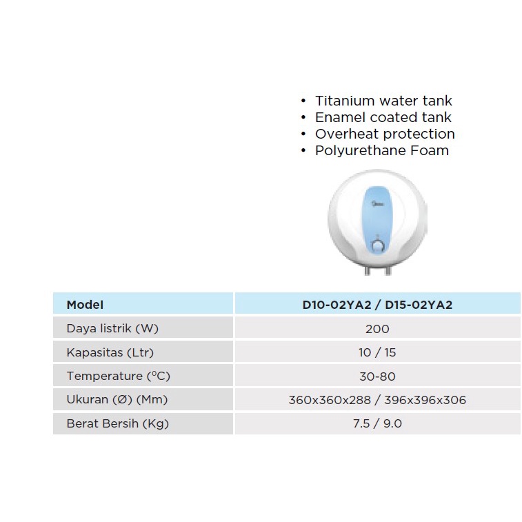 Jual Midea Water Heater Liter Ya Series Pemanas Air Listrik