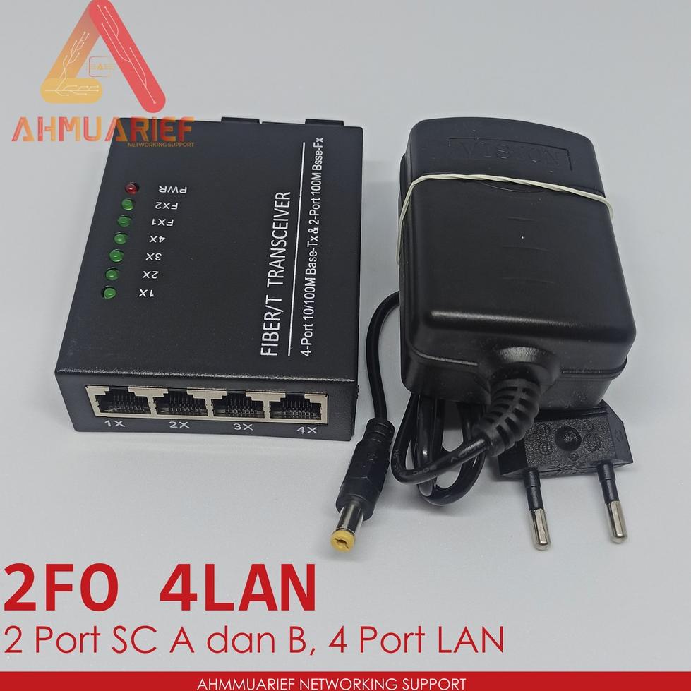 Jual Media Converter Fiber Switch 2 Port FO SC AB 4 Port LAN RJ45 2SC