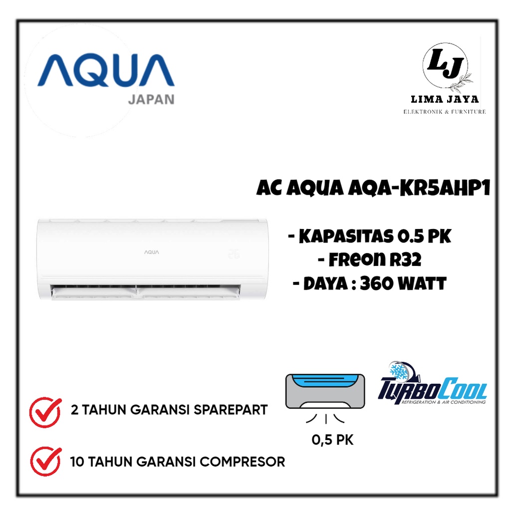 Jual AC Aqua AQA KR5AHP1 1 2 PK Turbo Cool Instalasi Pasang Shopee