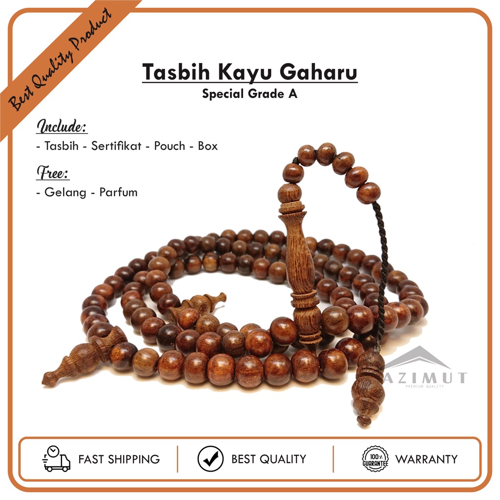 Jual TASBIH KAYU GAHARU Grade A Bersertifikat Asli 100 Tasbih Gaharu