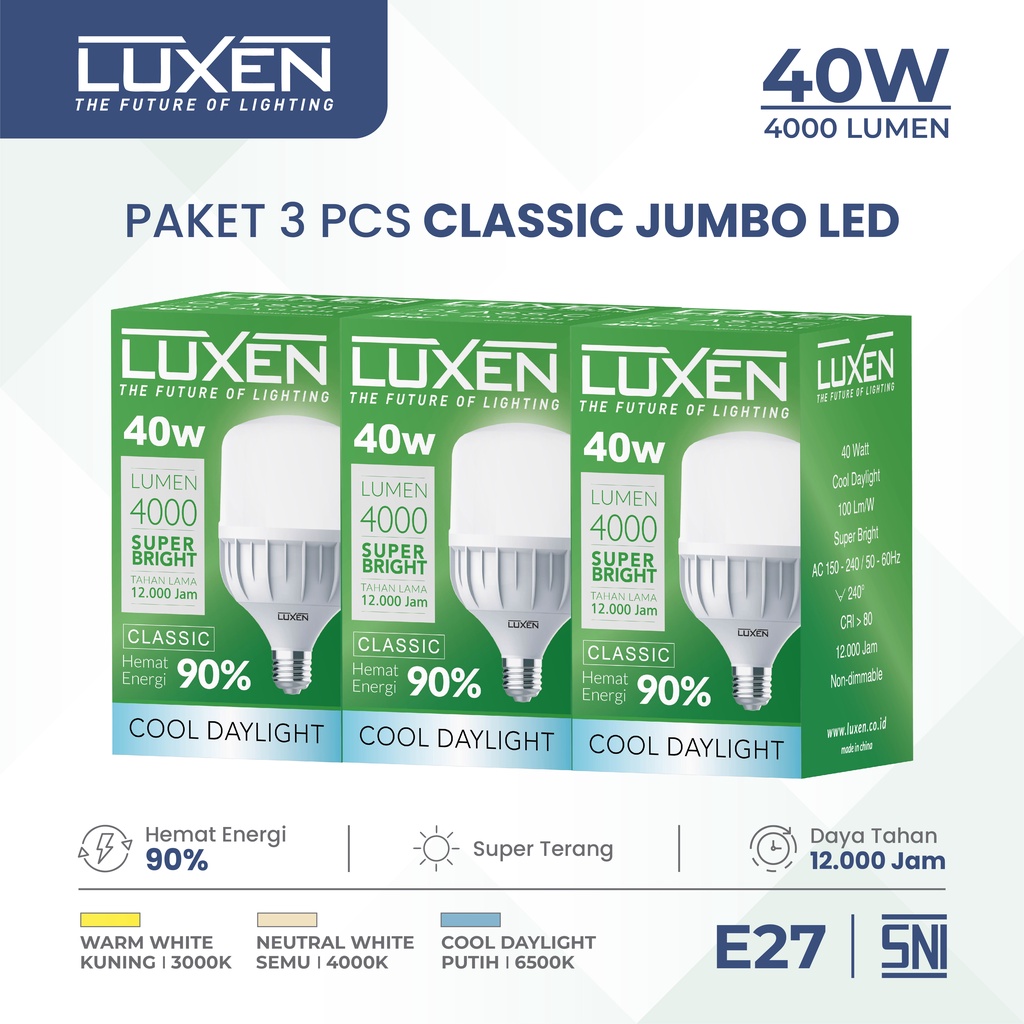 Jual Luxen Classic Jumbo Led Bulb Capsule Series Watt Paket Pcs