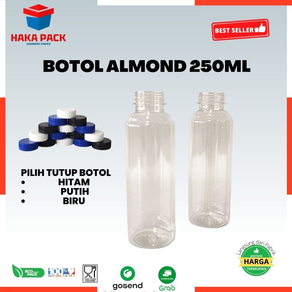 Jual Botol Plastik Almond 250 Ml Botol JUS Botol KOPI Bulat 250ml