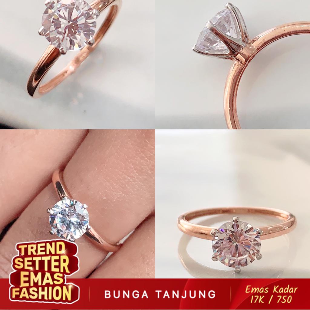 Jual Cincin Solitaire A Emas K Bunga Tanjung Gold Shopee Indonesia