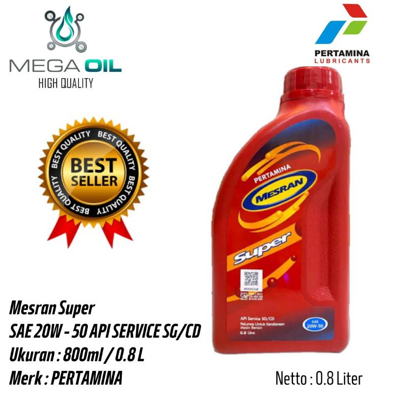 Jual Oli MESRAN SUPER 20W 50 0 8 Liter Oli Pertamina Mesran Super