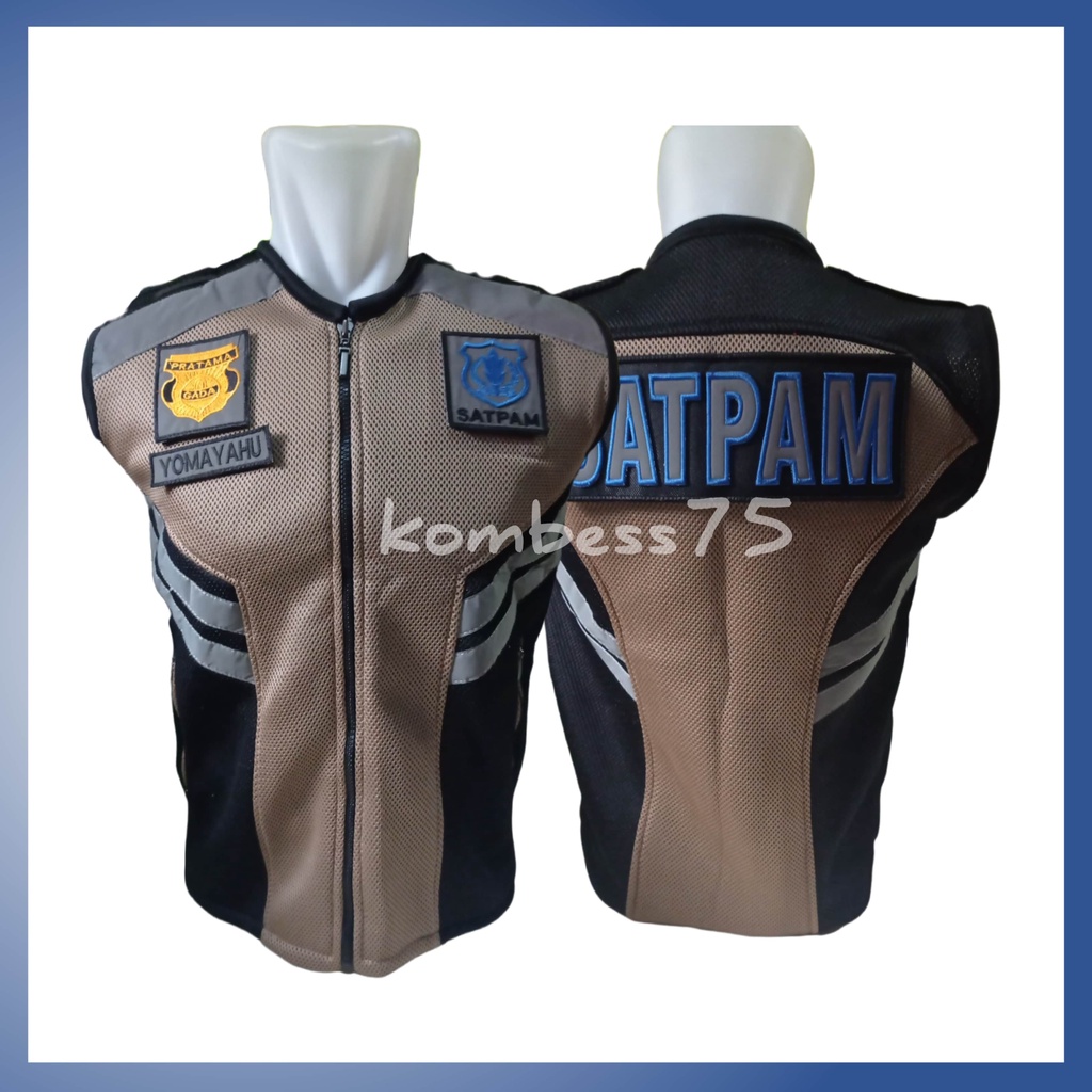 Jual Rompi Satpam Bahan Double Mesh Coklat Kombinasi Hitam Terbaru