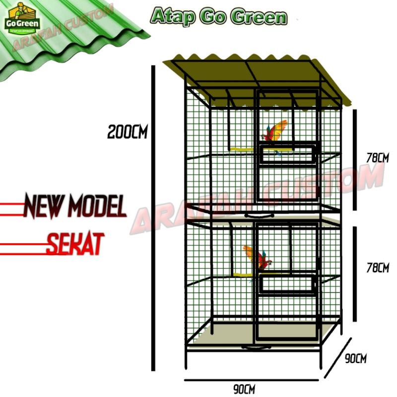 Jual Sangkar Kandang Burung Ternak Koloni Sekat Lovebird Falk Parrot