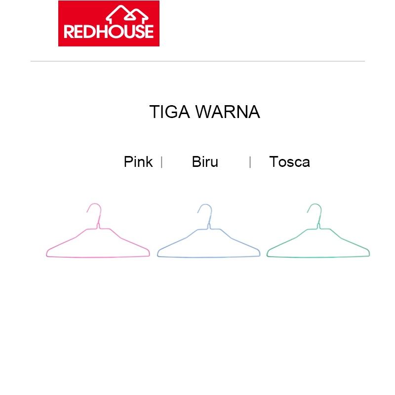 Jual Gantungan Baju Red House 753 Hanger Kawat Lapis Plastik Isi 10