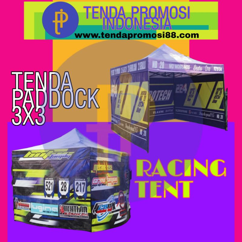 Jual TENDA PADDOCK BALAP RACING 3X3 BAHAN IZZI 360GSM RANGKA STANDAR