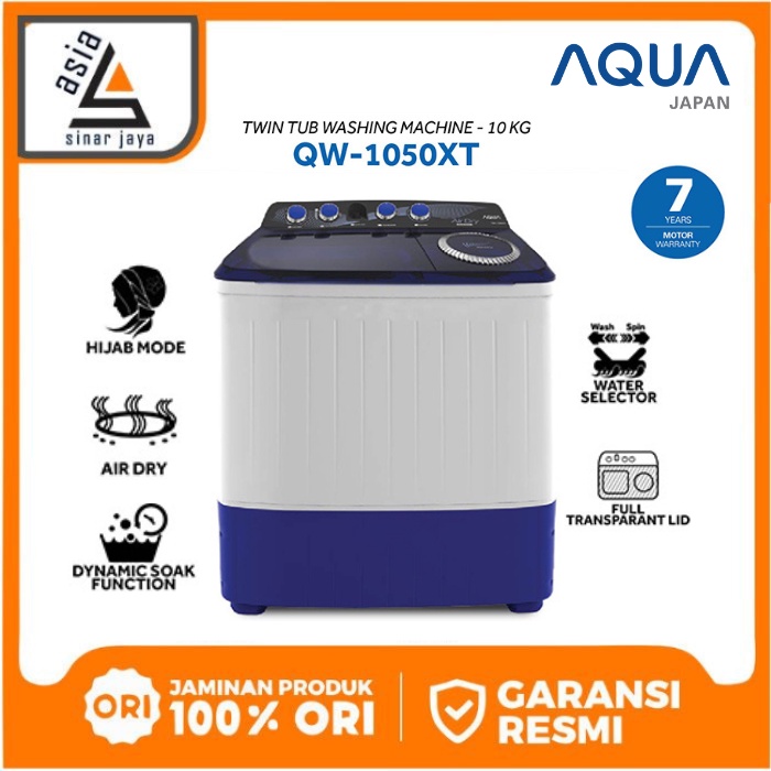 Jual AQUA Japan Mesin Cuci 2 Tabung 10KG QW 1050XT Twin Tub Hijab Mode