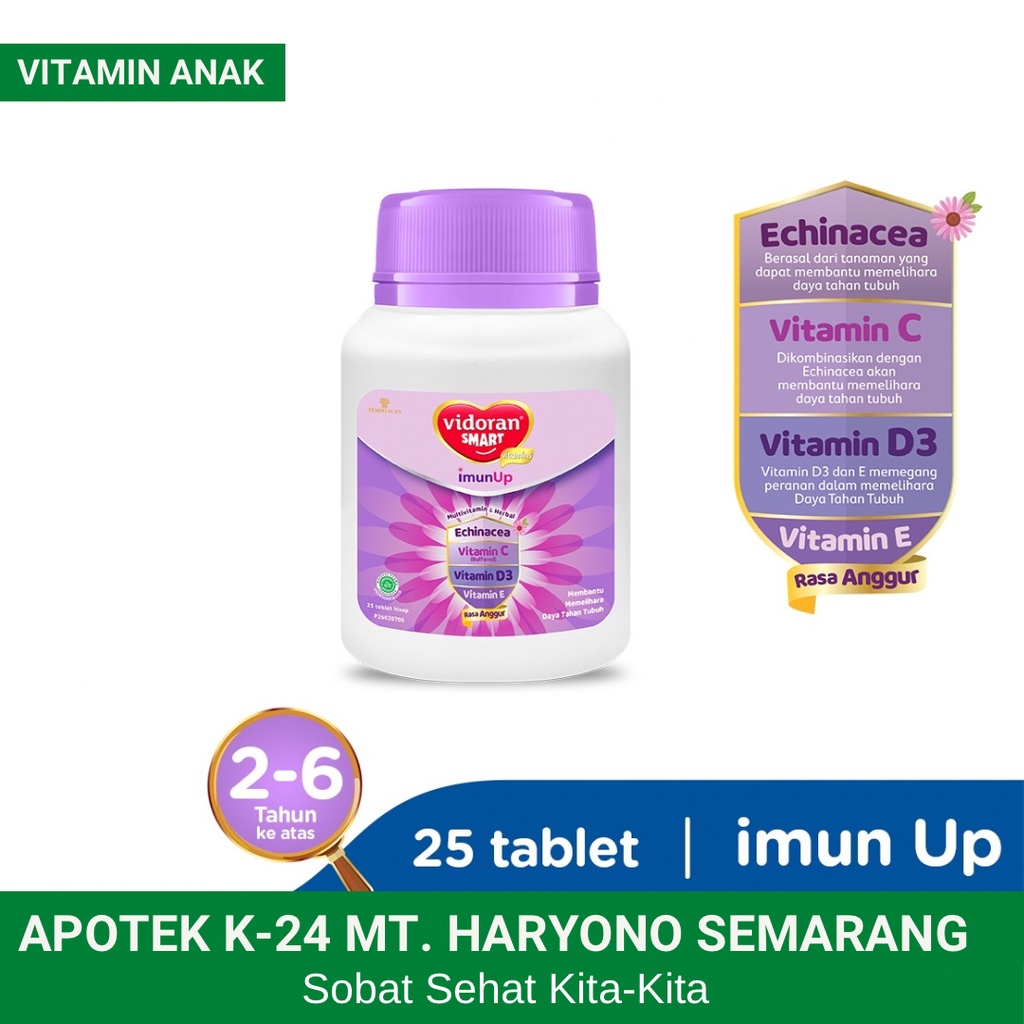 Jual Vidoran Smart ImunUp Rasa Anggur Isi 25 Tablet Meningkatkan Dan