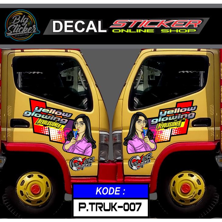 Jual Stiker Truk Canter Pintu Kabin Kanan Kiri Decal Print Keren Murah