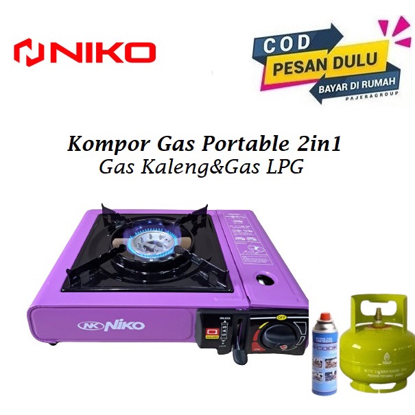 Jual Kompor Gas Portable Niko New 2in1 Bisa Gas Kaleng LPG Free Koper