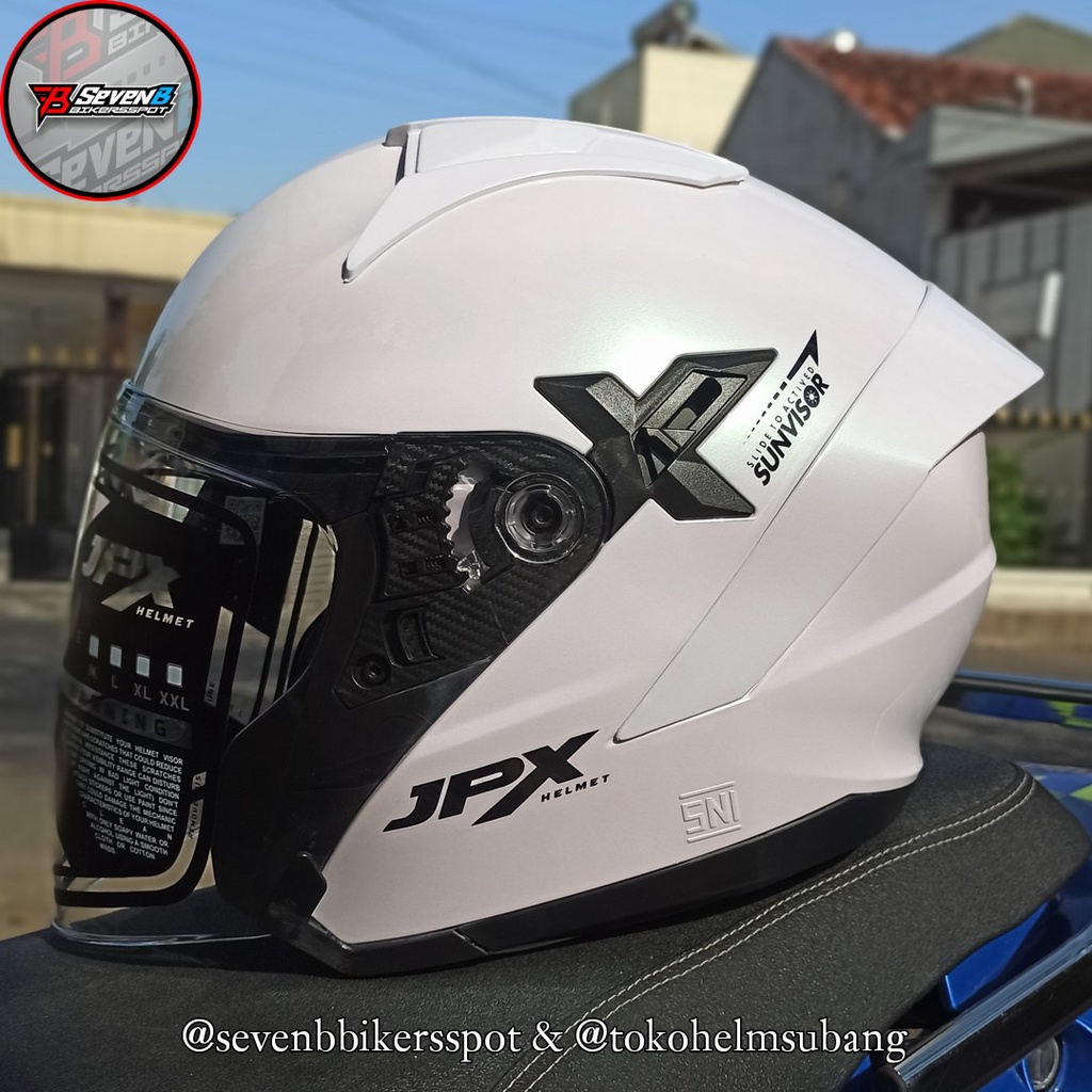 Jual Helm Jpx Nova X Pearl White Gloss Black Nova X Putih Glossy Double