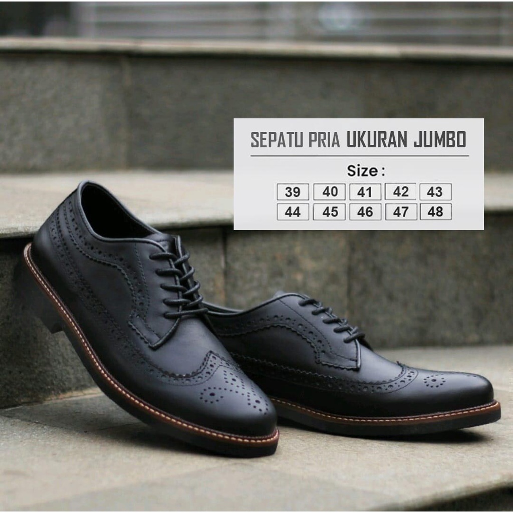 Jual Sepatu Pantofel Oxford Kulit Asli Ukuran Besar Kecil Big Size