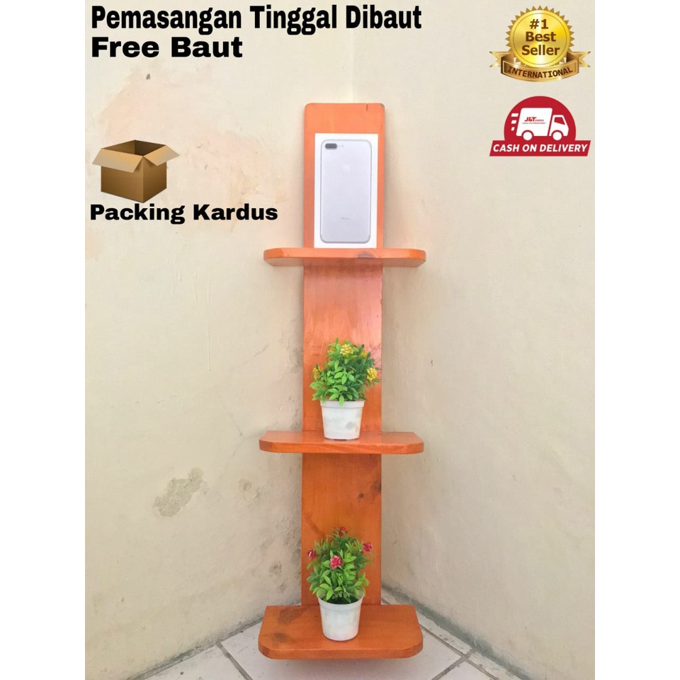 Jual Rak Dinding Minimalis Susun Kayu Serbaguna Rak Buku Tempat Vas