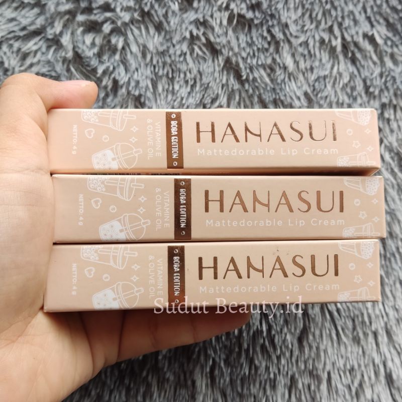 Jual Hanasui Mattedorable Lip Cream Boba Edition 02 Brown Sugar