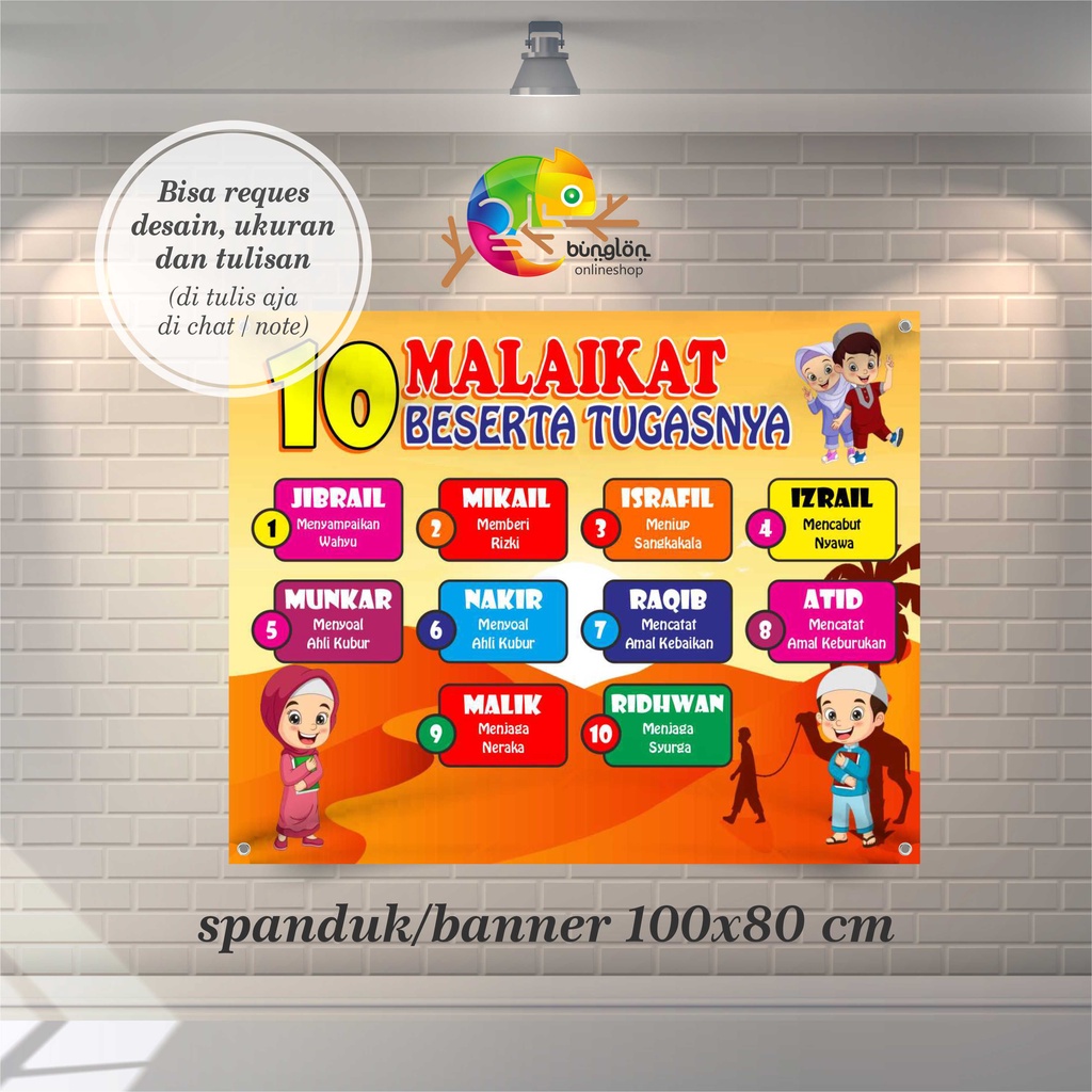 Jual Spanduk Banner Berdiri Malaikat Beserta Tugasnya Bisa Tambah Nama Sekolah Madrasah