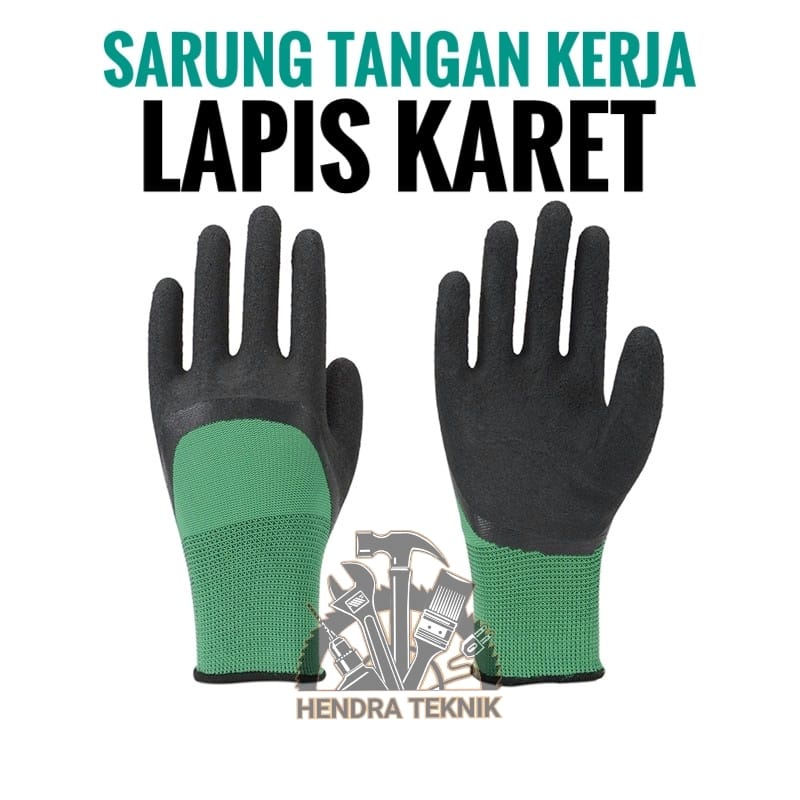 Jual SARUNG TANGAN NYLON KARET TEBAL KAOS TANGAN KERJA LATEX TEBAL