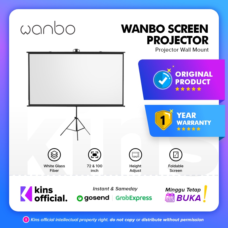 Jual Wanbo Layar Screen Proyektor Screen Projector Wall Mount