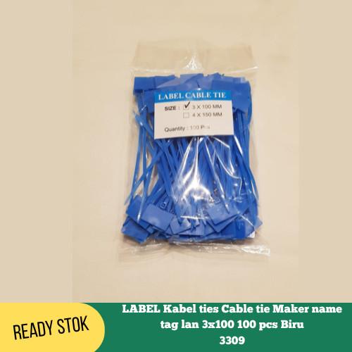 Jual Label Kabel Ties Cable Tie Maker Name Tag Lan 3X100 100 Pcs Biru