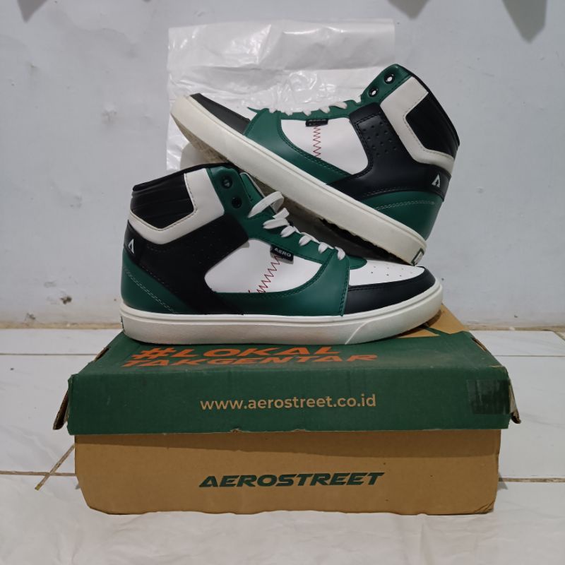 Jual Aerostreet Hoops Putih Hijau Hitam Sepatu Sneakers Casual Aero