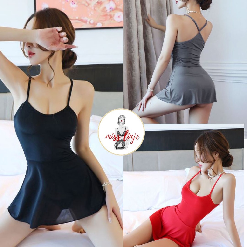 Jual Baju Tidur Lingerie Polos Spandek Sexy Dapat G String Baju Dinas